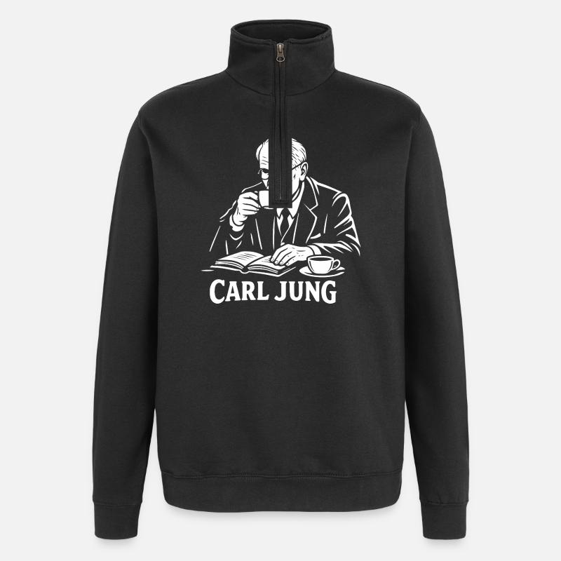 Carl Jung Coffee Study Tee - Quarter-Zip Sweatshirt - black