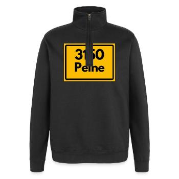 ANCIEN CODE POSTAL RÉTRO 3150 PEINE EULENSTADT - Sweat à zip 1/4 - noir - Devant - AI Model Female 172 light (172cm) & AI Model Male 178 dark (178cm)