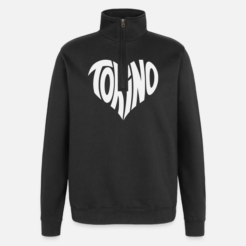 Turin, Torino Herz Design - Quarter-Zip-Sweatshirt - Schwarz