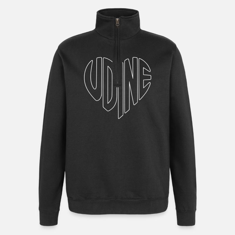 Udine Heart Outline Logo - Quarter-Zip Sweatshirt - black