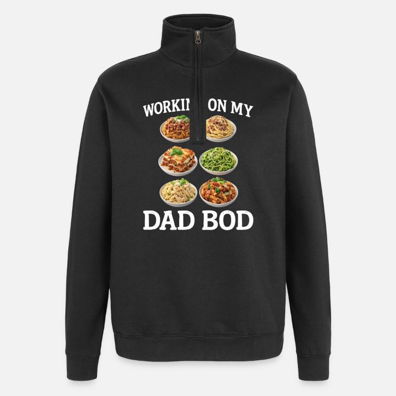 Dad Bod Pasta Spaß - Quarter-Zip-Sweatshirt - Schwarz