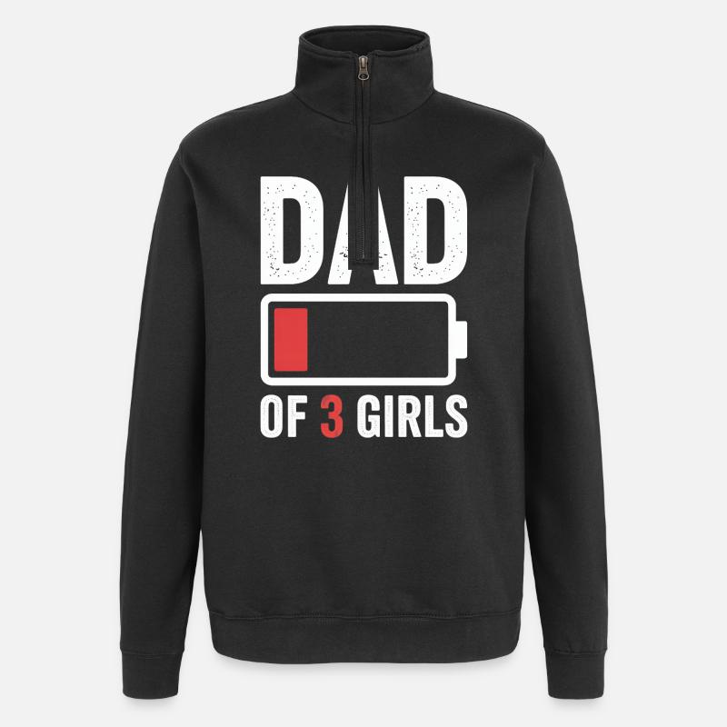 Papa de 3 filles Batterie faible - Sweat à zip 1/4 - noir
