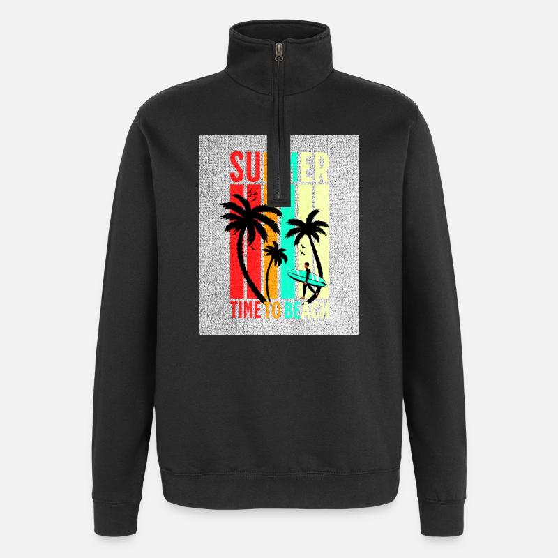 Summer Beach Stripes Surf - Quarter-Zip Sweatshirt - black