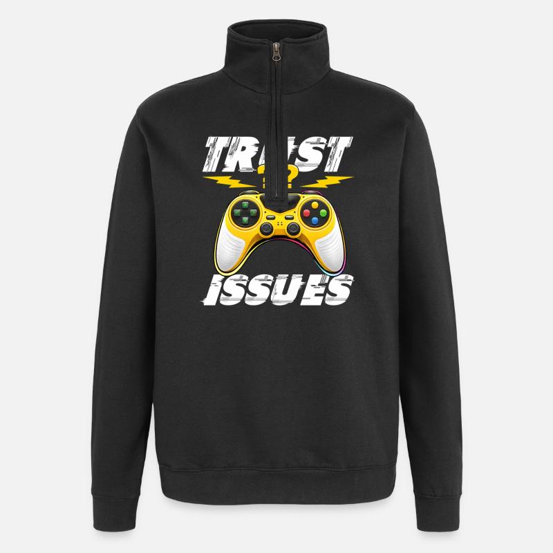 Gaming Gamer Videospiele Controller Zocken Zocker - Quarter-Zip-Sweatshirt - Schwarz