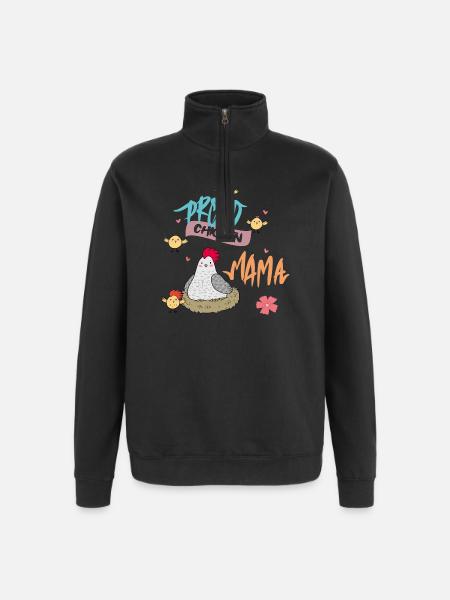 Stolze Huhn Mama - Quarter-Zip-Sweatshirt - Schwarz