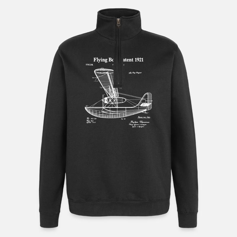 Brevet sur hydravion - Sweat à zip 1/4 - noir