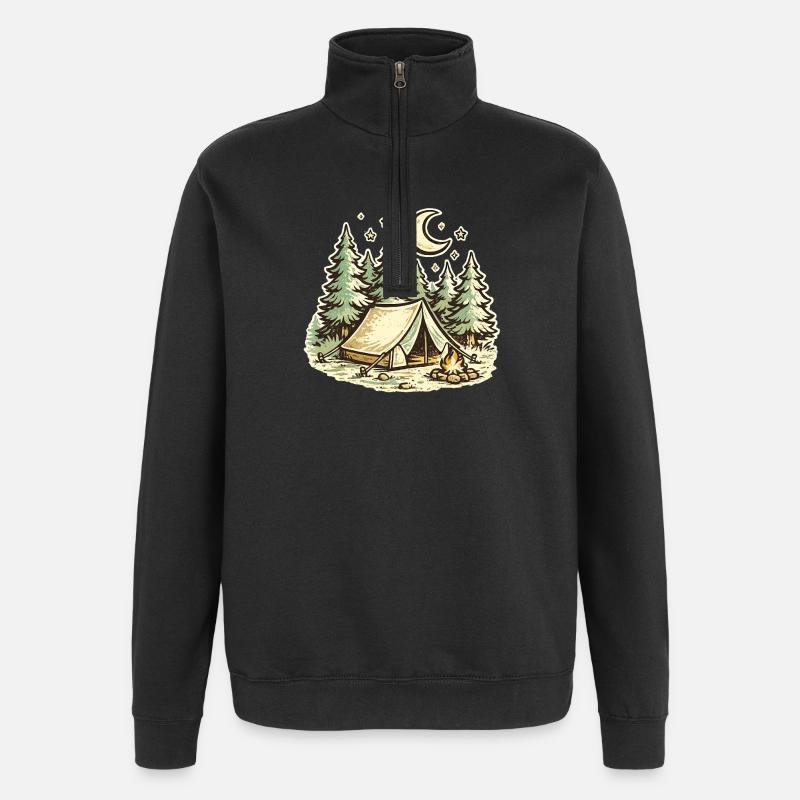 Forest Camping Moonlight Nights - Quarter-Zip Sweatshirt - black