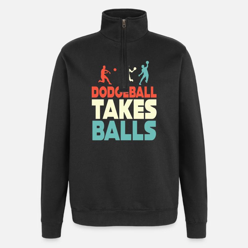 Völkerball braucht Bälle - Quarter-Zip-Sweatshirt - Schwarz