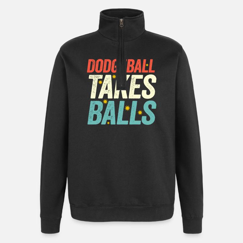 Völkerball braucht Bälle - Quarter-Zip-Sweatshirt - Schwarz