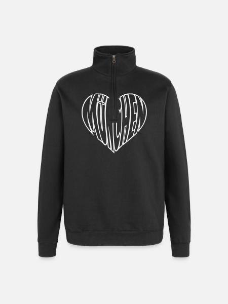 Munich Heart Lettering - Quarter-Zip Sweatshirt - black