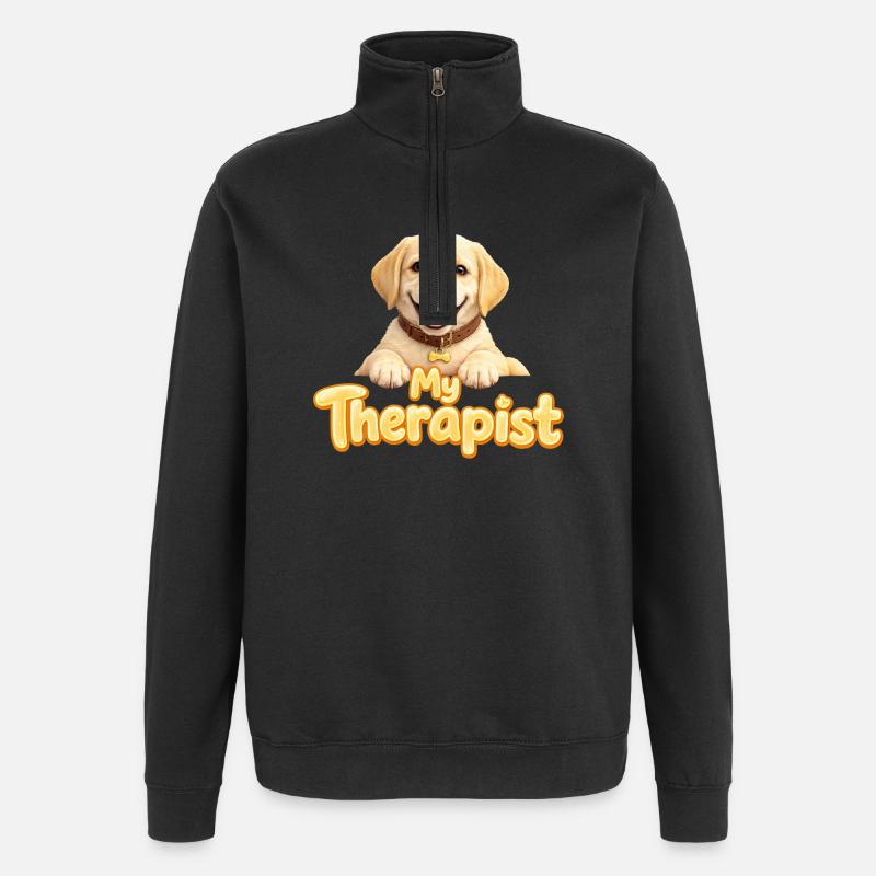 Labrador Retriever Mon thérapeute - Sweat à zip 1/4 - noir