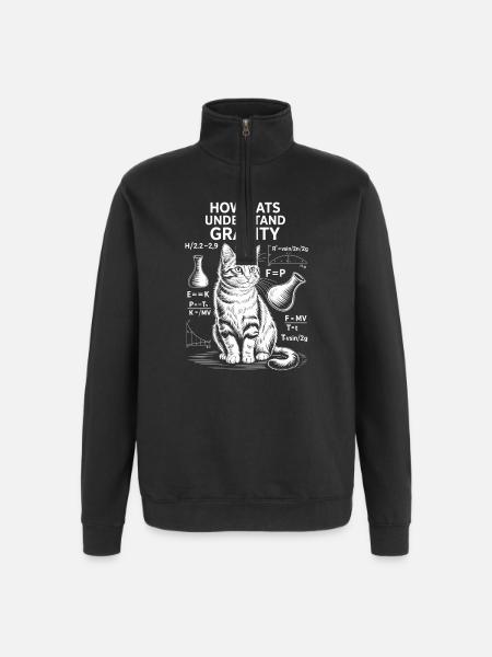 Natuurkunde Katten Uitspraken Wiskunde Grap Natuurkunde Gift - Sweatshirt met 1/4-rits - zwart