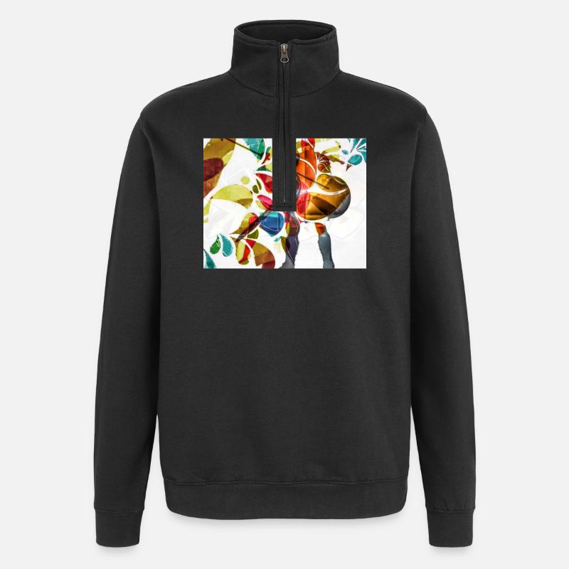 Lebendiger Tanz Regenbogenkonfetti - Quarter-Zip-Sweatshirt - Schwarz