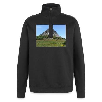 Ardèche Mountain Landscape – France - Sweat à zip 1/4 - noir - Devant - AI Model Female 172 light (172cm) & AI Model Male 178 dark (178cm)