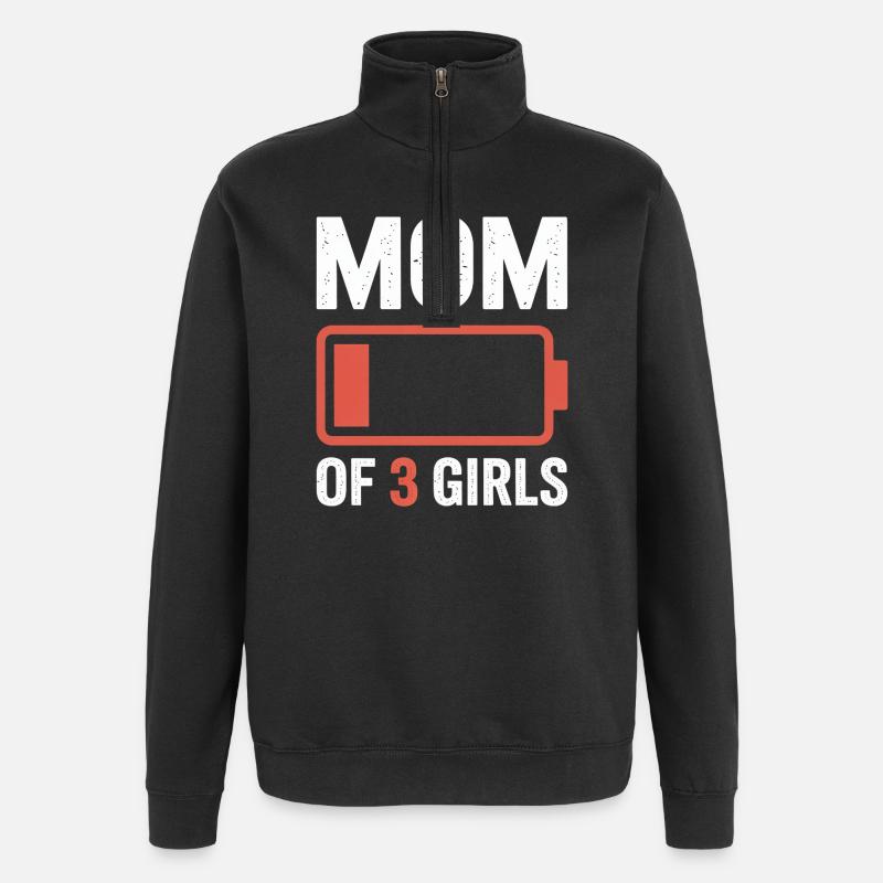 Mutter von 3 Mädchen Batterie-Tee - Quarter-Zip-Sweatshirt - Schwarz