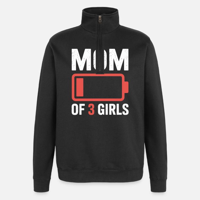 Mama von 3 Mädchen Batterie-Symbol - Quarter-Zip-Sweatshirt - Schwarz