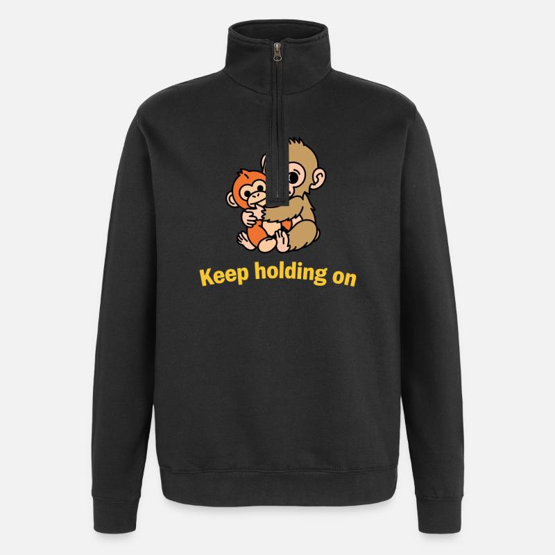 Halten Sie sich fest, Affen - Quarter-Zip-Sweatshirt - Schwarz