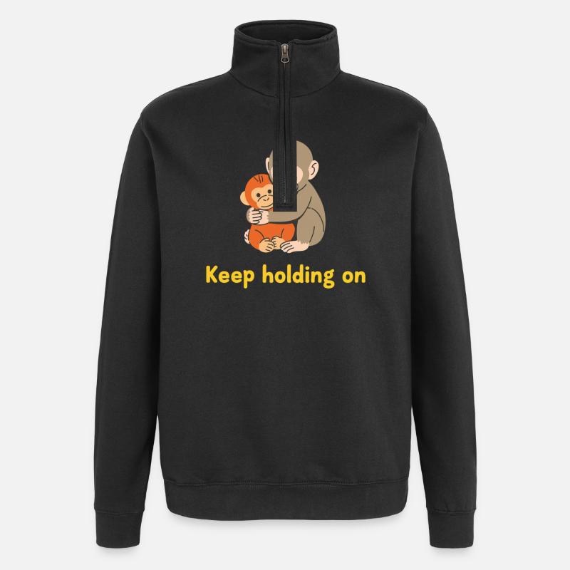 Keep Holding On: Gentle Ape Hug - Quarter-Zip Sweatshirt - black