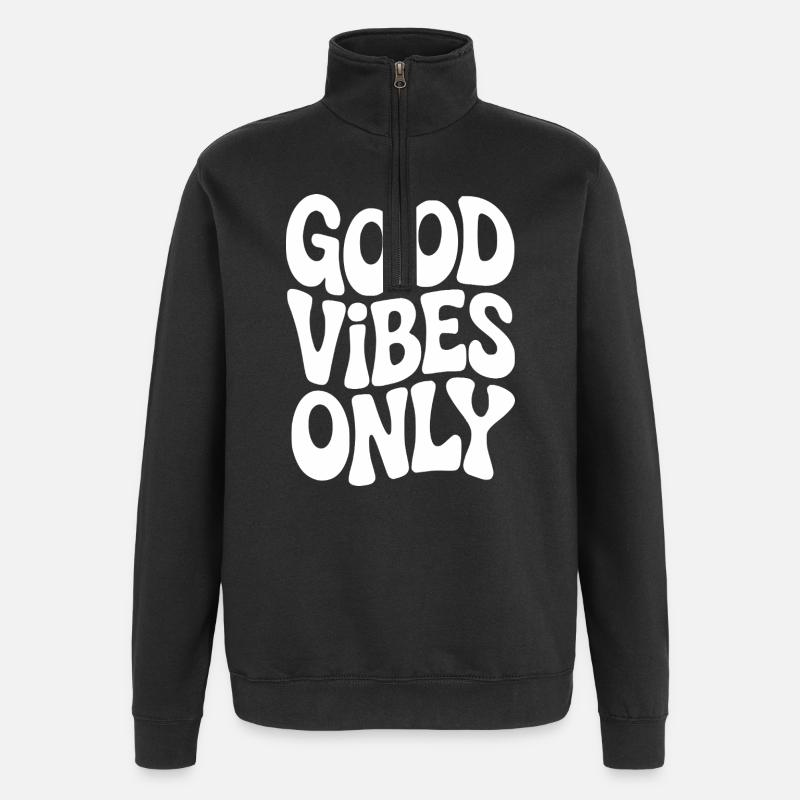 Vibing Typography in white - Quarter-Zip Sweatshirt - black
