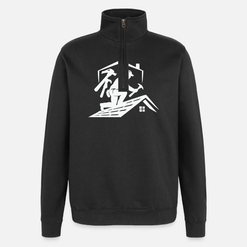 Dachdecker Silhouette am Dach - Quarter-Zip-Sweatshirt - Schwarz