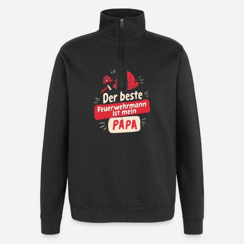 Papa pompier - Le meilleur pompier - Sweat à zip 1/4 - noir