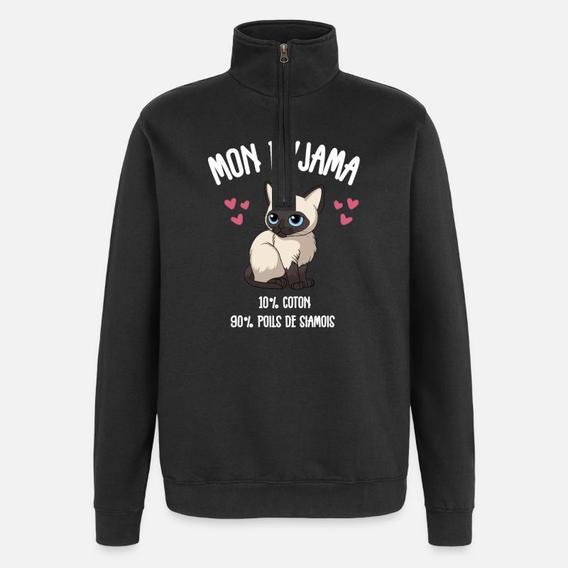 Pyjama Chat Siamois Drôle - Sweat à zip 1/4 - noir