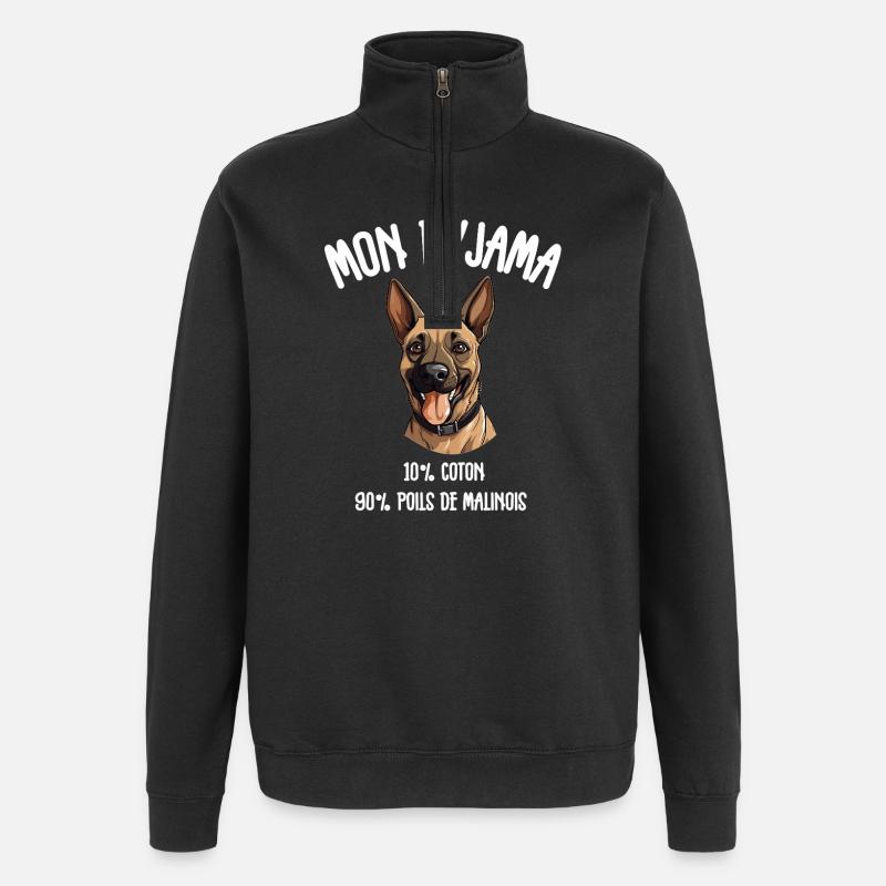 Lustige Malinois-Hundepyjamas - Quarter-Zip-Sweatshirt - Schwarz