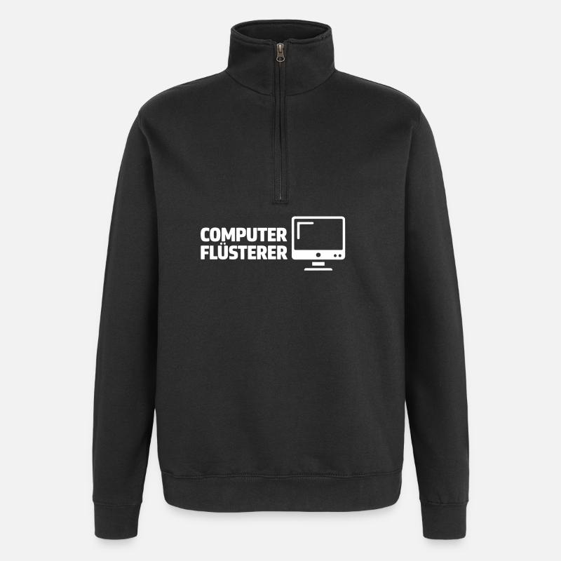 Chuchoteur d’ordinateurs - Sweat à zip 1/4 - noir