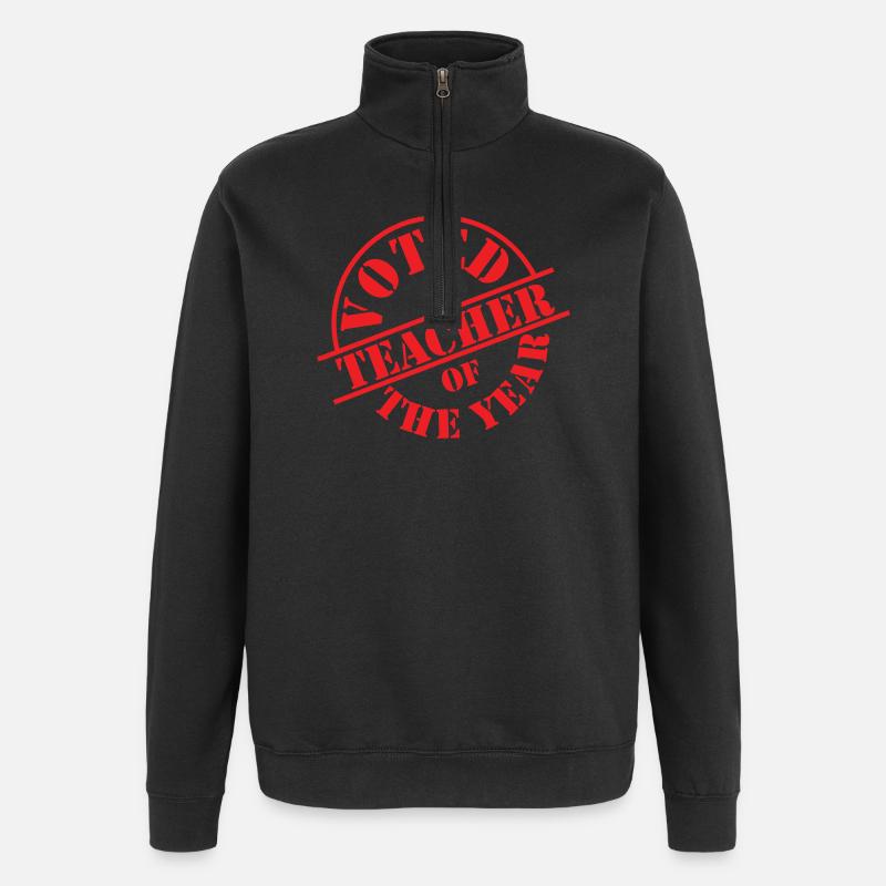 Stemt som Årets Bedste Lærer: Red Stamp - Sweatshirt med 1/4 lynlås - sort
