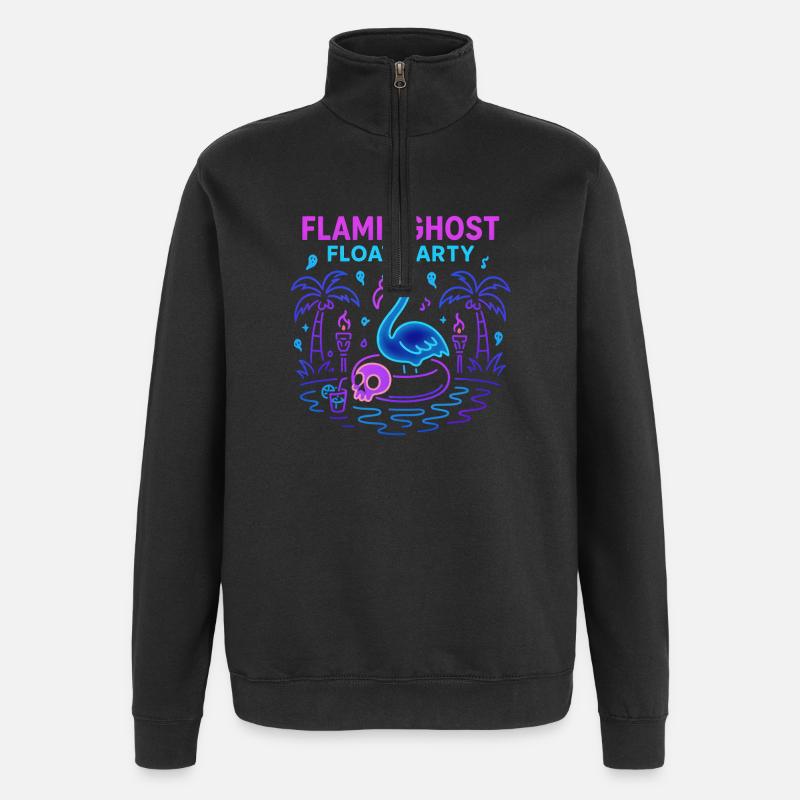 Flaminghost Float Party Piscine d’Halloween - Sweat à zip 1/4 - noir