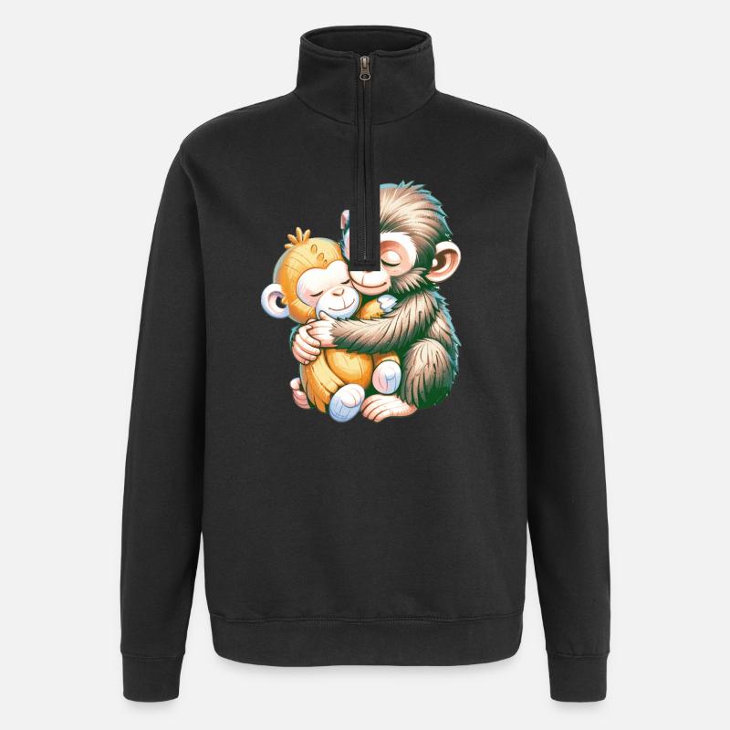 Hugging Monkeys Embrace - Quarter-Zip Sweatshirt - black
