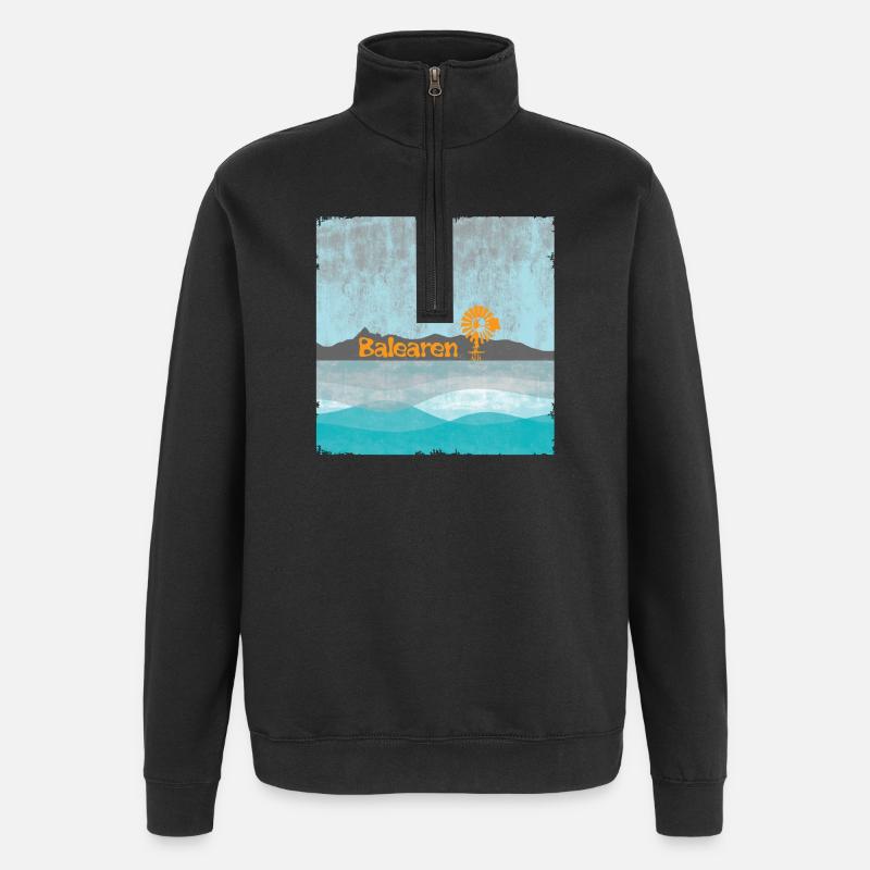 Balearic Coast Windmill Solar Flight - Quarter-Zip Sweatshirt - black