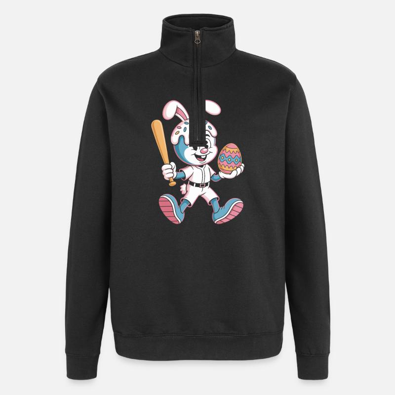 Hoppelhase with Easter egg - Quarter-Zip Sweatshirt - black