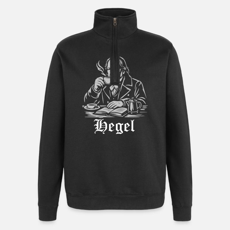 Philosopher Hegel is drinking Coffee - Quarter-Zip Sweatshirt - black