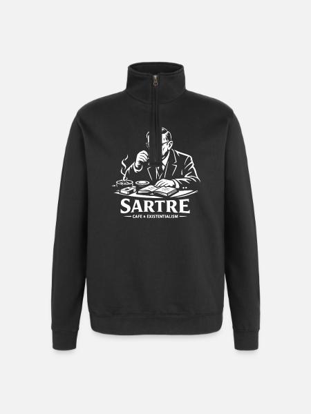 Sartre Café Existentialism - Quarter-Zip Sweatshirt - black