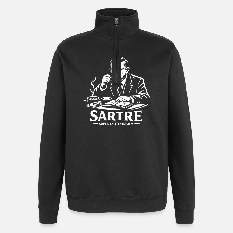 Café Sartre Existentialisme - Sweat à zip 1/4 - noir