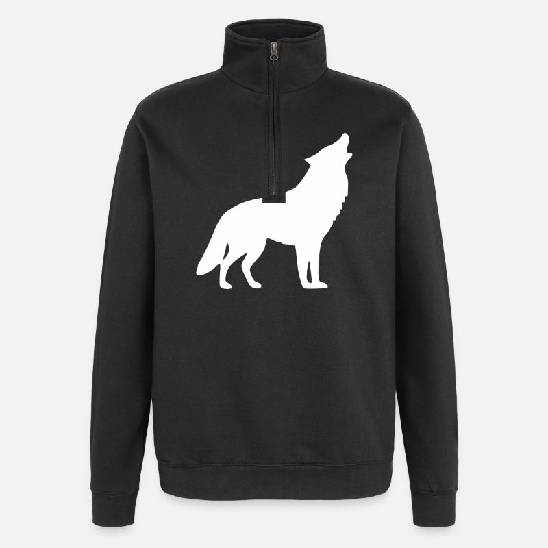 Howling Wolf White - Quarter-Zip Sweatshirt - black