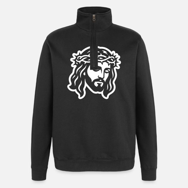 Jesus Christus Kopf - Quarter-Zip-Sweatshirt - Schwarz