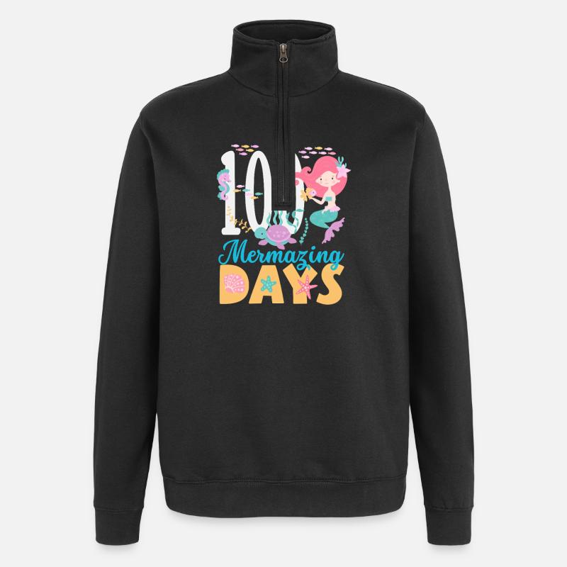 100 Days School Mermaid Design - Quarter-Zip Sweatshirt - black