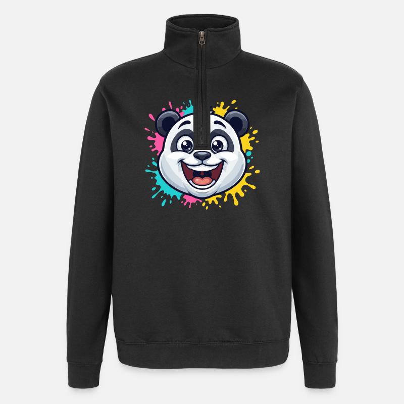 Panda Splash Farbwelt - Quarter-Zip-Sweatshirt - Schwarz