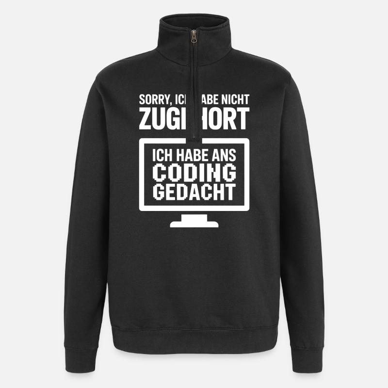Coding Thought Saying - Quarter-Zip Sweatshirt - black