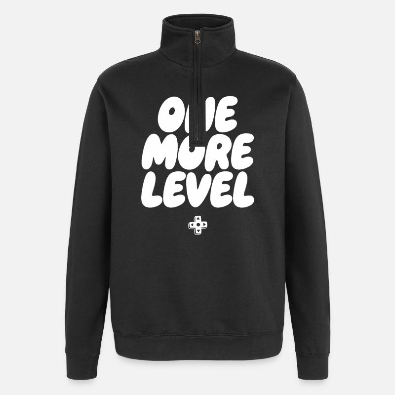 One More Level Pixel Logo - Quarter-Zip-Sweatshirt - Schwarz