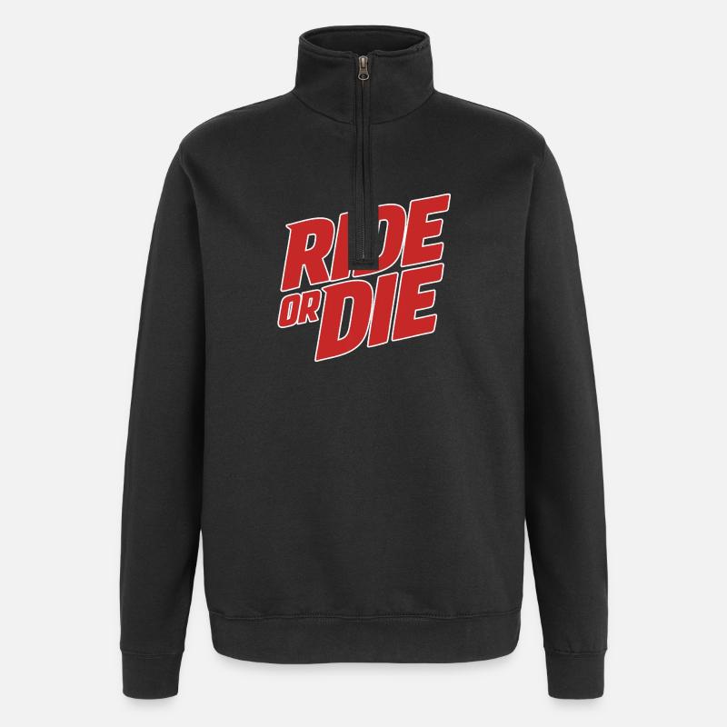 Ride or Die Lettering - Quarter-Zip Sweatshirt - black