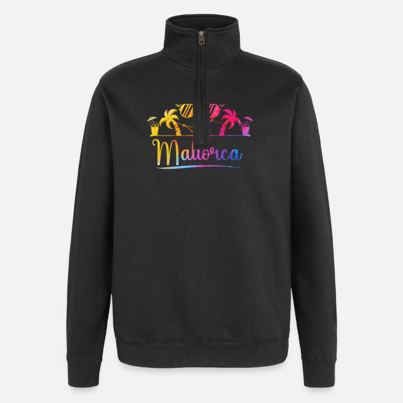 Mallorca Palmen Strand Grafik - Quarter-Zip-Sweatshirt - Schwarz
