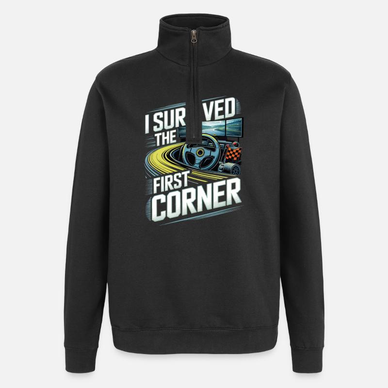 I survived the first turn - Quarter-Zip Sweatshirt - black