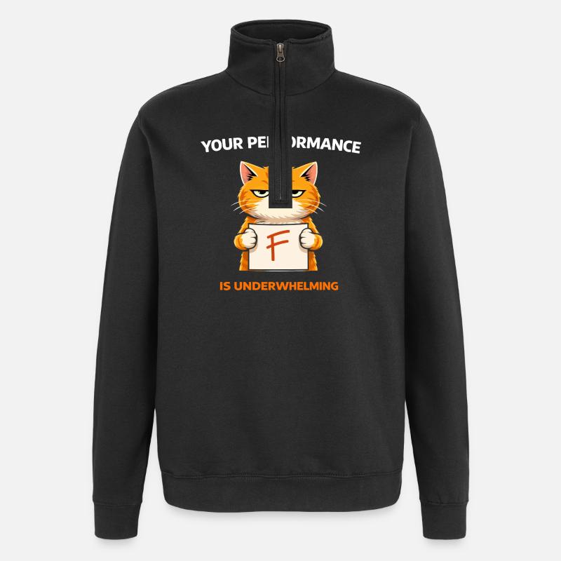 Enttäuschende Katzenleistung - Quarter-Zip-Sweatshirt - Schwarz