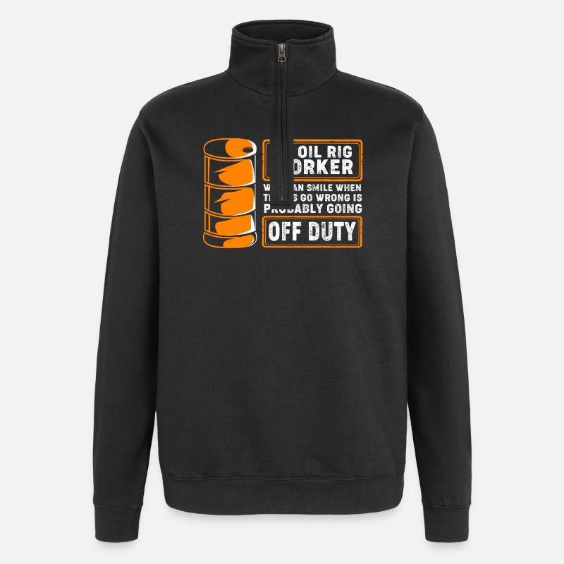 Bohrinsel Ölfeld - Quarter-Zip-Sweatshirt - Schwarz
