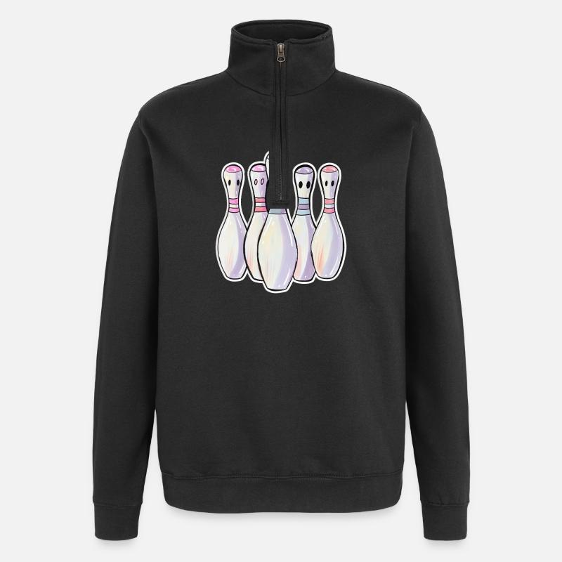 Bowling Pins Comic Look - Quarter-Zip-Sweatshirt - Schwarz