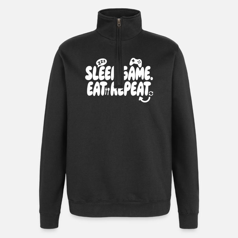 Sleep Game Food Repeat - Quarter-Zip Sweatshirt - black