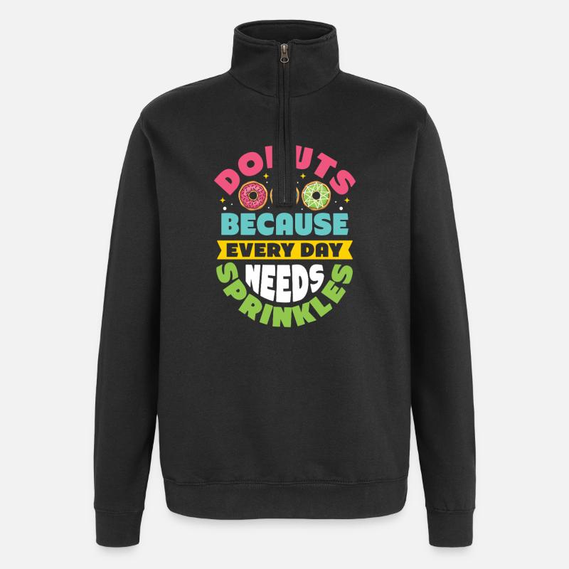 Donut Fastfood - Quarter-Zip-Sweatshirt - Schwarz